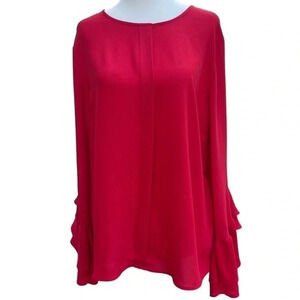 Who What Wear red tunic top with bell sleeves. Size Medium.